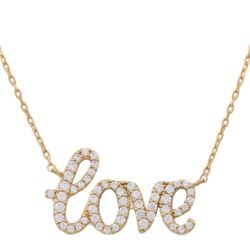 Gargantilla LOVE en oro 18k de mujer con cadena y colgante LOVE con circonitas