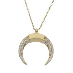 Gargantilla media luna invertida en oro de 18 kilates con circonitas bonita y elegante
