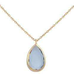 Gargantilla mujer en oro 18K en forma de lágrima con piedra azul