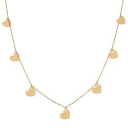 Gargantilla mujer en oro de 18K cadena forzada con siete corazones ideal para regalar