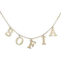 Gargantilla oro 18K con cadena forzada y letras formando nombre SOFIA elegante y decorativo