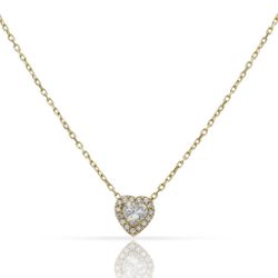 Gargantilla oro 18K de mujer cadena forzada colgante corazón con circonitas