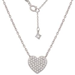 Gargantilla oro blanco 18k motivo corazón y circonitas con cadena incluida