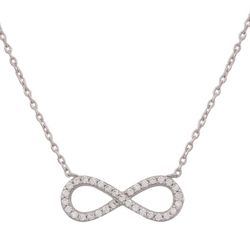 Gargantilla oro blanco 18K motivo Infinito con circonitas