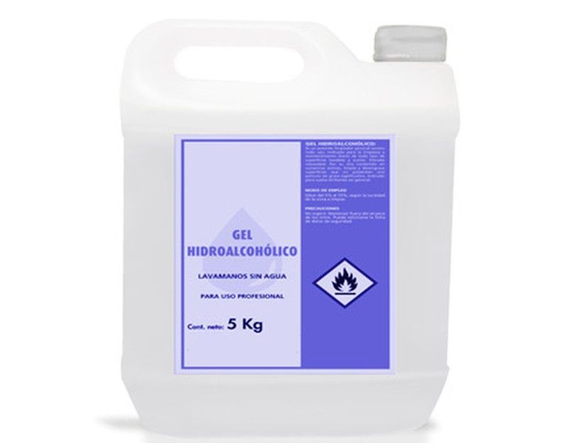 Garrafas 5 lts gel hidroalcoholico para manos 70% alcohol