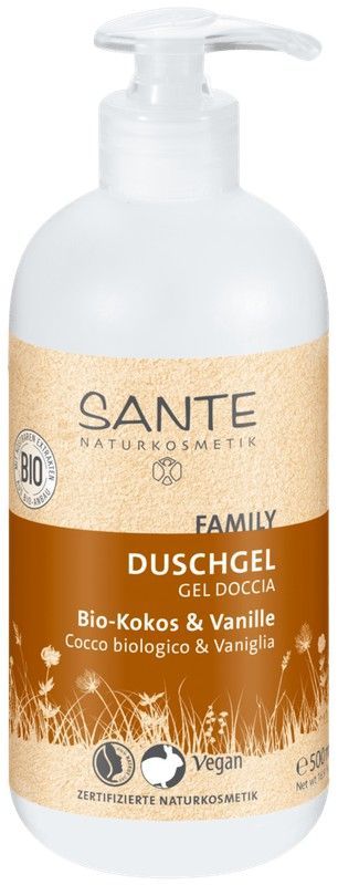 Gel de ducha de coco orgánico y vainilla de Sante