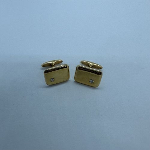 Gemelos Oro 18kts Rectangular Con Brillantes GB1/11046