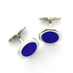 Gemelos Oro Blanco 18kts Octogonal Con Lapislazuli GE1/36054