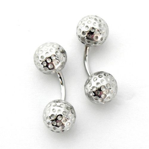 Gemelos Oro Blanco 18kts Pelota De Golf 9mm GA1/30028