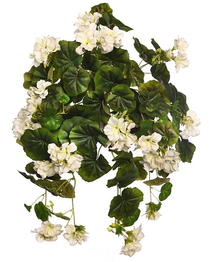 Geranio de colgar artificial blanco