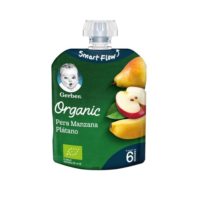 Gerber Organic Pera Manzana Plátano 1 Bolsita