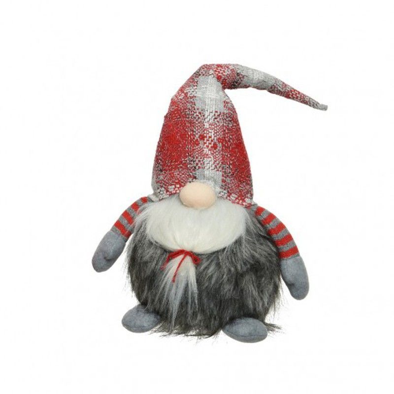 GNOMO + BARBA GRIS Y ROJO 26 X 19 X H58CM.