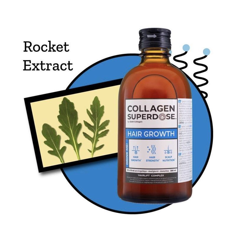 Gold Collagen SuperDose Cabello Fuerte 1 Frasco 300ml Sabor Multifrutas.