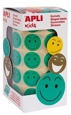 Gomets rollo Cara feliz Ø 20 mm verdes