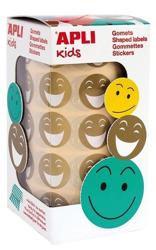 Gomets rollo Cara feliz metalizados Ø 20 mm oro