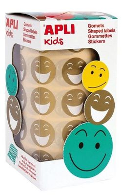 Gomets rollo Cara feliz metalizados Ø 20 mm oro