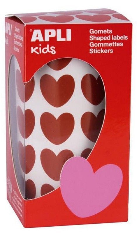 Gomets rollo corazones 20 x 18 mm rojos