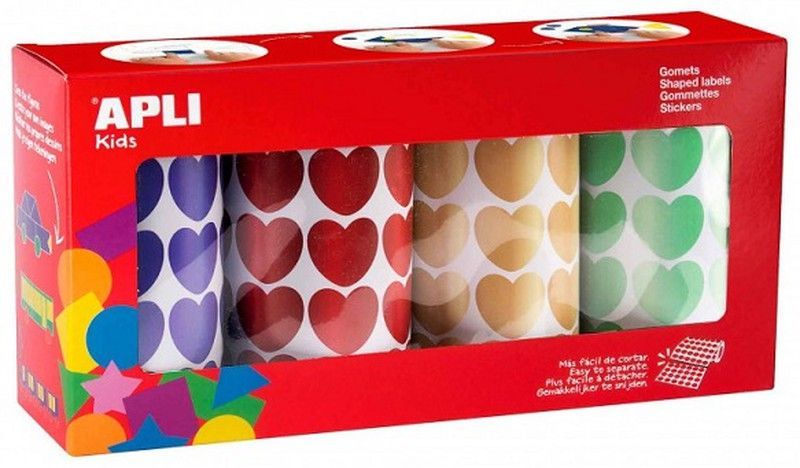 Gomets rollo corazones metalizados 20 mm pack 4 und.