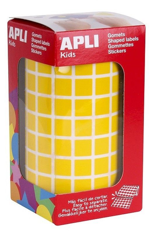 Gomets rollo cuadrados 10 mm amarillo