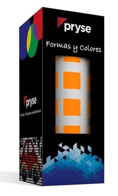 Gomets rollo cuadrados 10 mm naranja