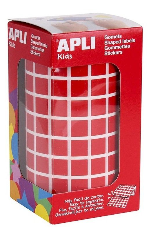 Gomets rollo cuadrados 10 mm rojo