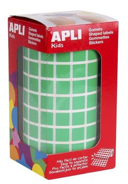 Gomets rollo cuadrados 10 mm verde