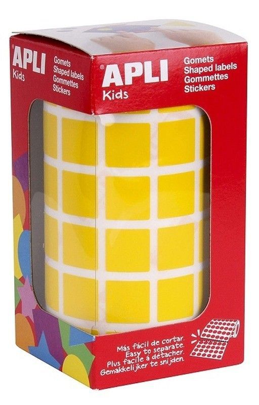 Gomets rollo cuadrados 15 mm amarillo