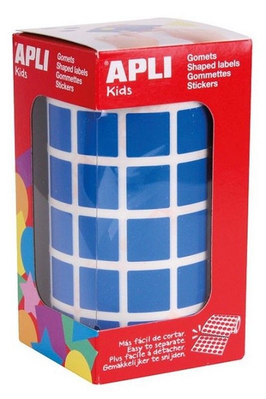 Gomets rollo cuadrados 15 mm azul