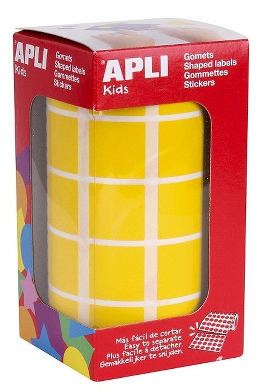 Gomets rollo cuadrados 20 mm amarillo