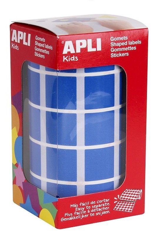 Gomets rollo cuadrados 20 mm azul