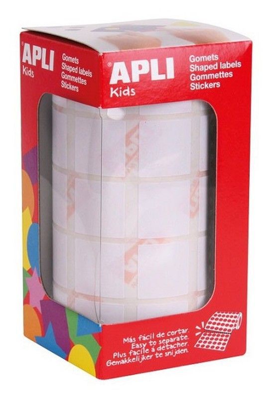 Gomets rollo cuadrados 20 mm blanco