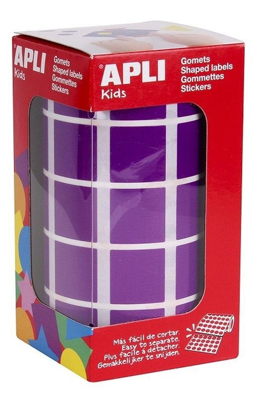 Gomets rollo cuadrados 20 mm lila