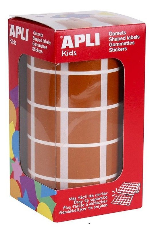 Gomets rollo cuadrados 20 mm marrón