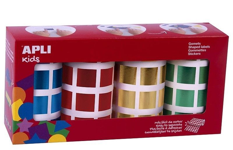 Gomets rollo cuadrados 20 mm metalizados pack 4 u.