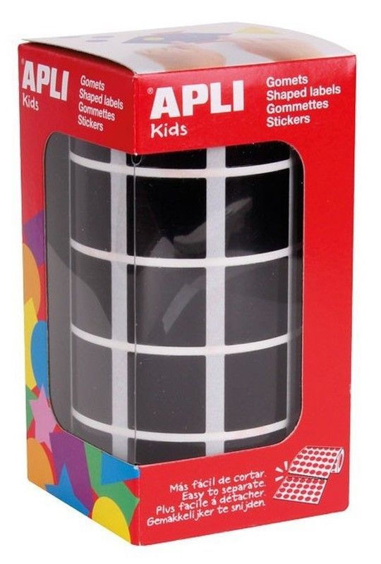 Gomets rollo cuadrados 20 mm negro