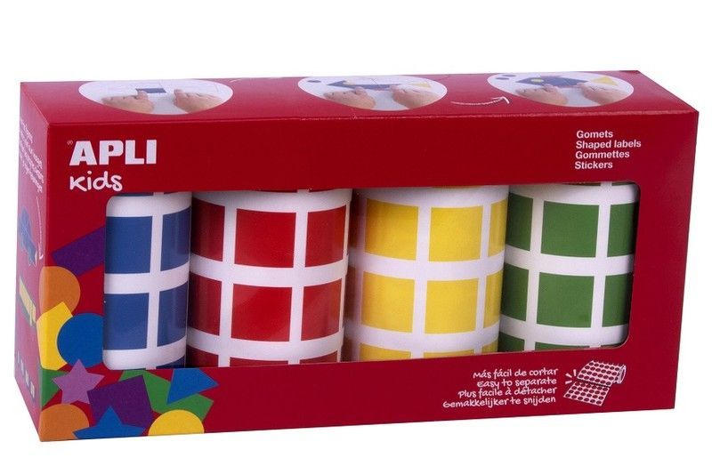 Gomets rollo cuadrados 20 mm pack 4 und.