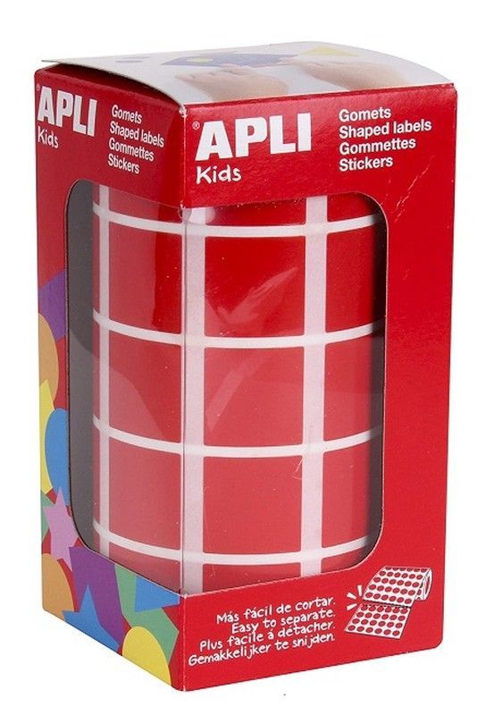 Gomets rollo cuadrados 20 mm rojo