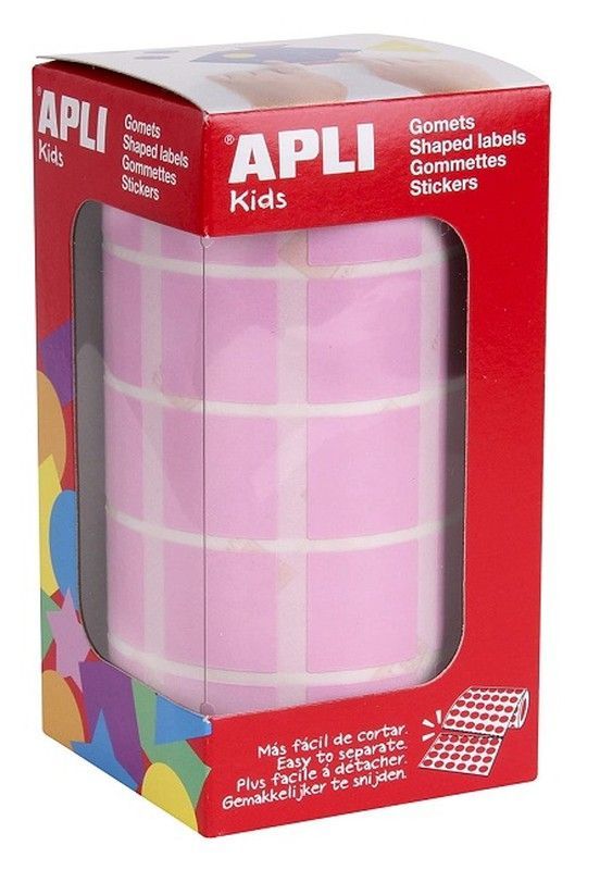 Gomets rollo cuadrados 20 mm rosa