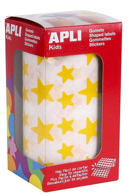 Gomets rollo estrellas 12,5 y 19,5 mm amarillos