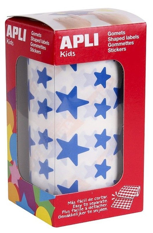 Gomets rollo estrellas 12,5 y 19,5 mm azul