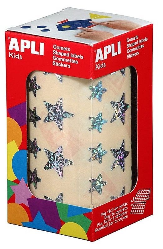 Gomets rollo estrellas 12.5 y 19.5 mm Holográficas