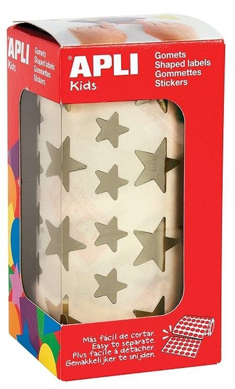 Gomets rollo estrellas 12,5 y 19,5 mm oro