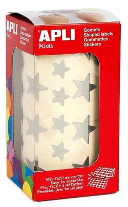 Gomets rollo estrellas 12,5 y 19,5 mm plata