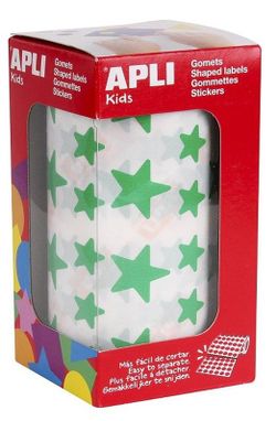 Gomets rollo estrellas 12,5 y 19,5 mm verde