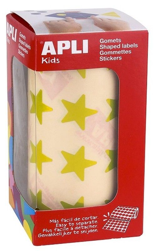 Gomets rollo estrellas metalizadas 19,5 mm amarillas