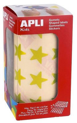 Gomets rollo estrellas metalizadas 19,5 mm amarillas