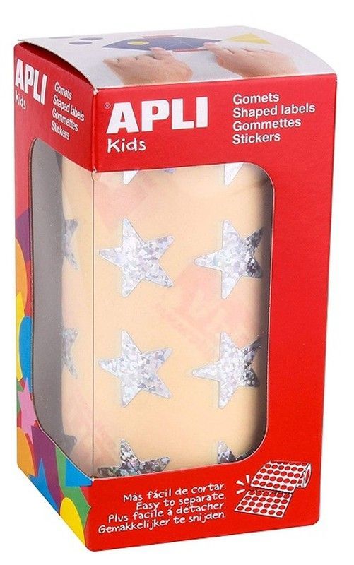 Gomets rollo estrellas metalizadas 19,5 mm Holográficas