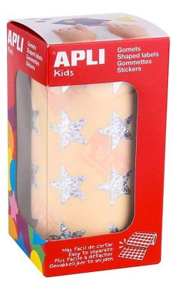 Gomets rollo estrellas metalizadas 19,5 mm Holográficas