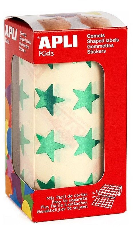 Gomets rollo estrellas metalizadas 19,5 mm verde