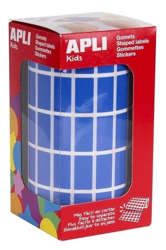 Gomets rollo rectangulares 20 x 10 mm azules